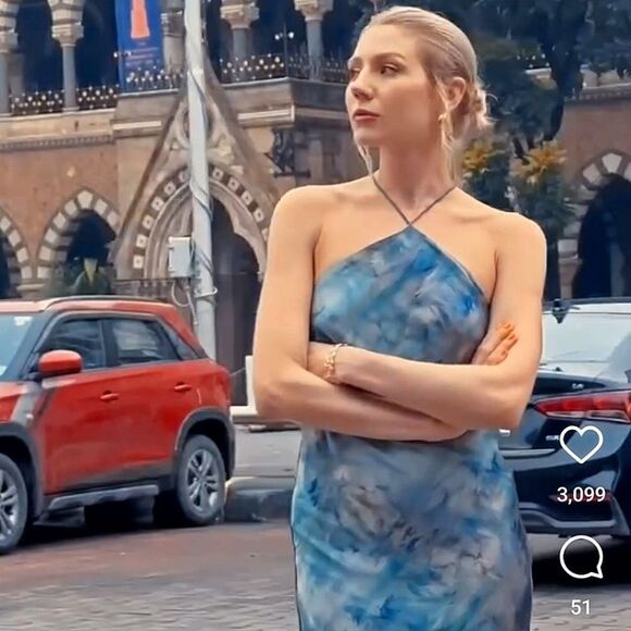 ZARA TIE-DYE PRINT HALTER SLIP DRESS - Picture 9 of 16